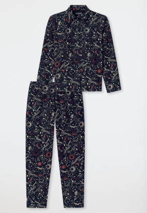 Pyjamas long flannel dark blue printed - X-Mas Family