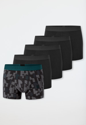 Shorts, set van 5, zwart/groen met patroon - 95/5