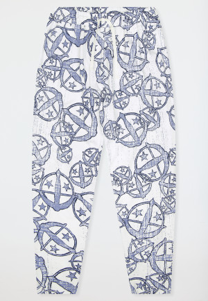 Hose lang Statement-Druck weiß-blau - SCHIESSER 150 Years