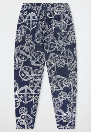 Hose lang Statement-Druck blau-weiß - SCHIESSER 150 Years