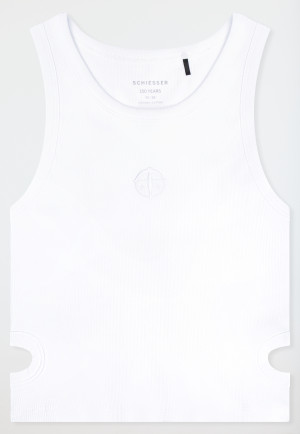 Chemise à bretelles côtelé brossé blanc - SCHIESSER 150 Years