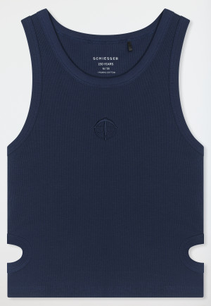 Chemise à bretelles côtelé brossé bleu amiral - SCHIESSER 150 Years