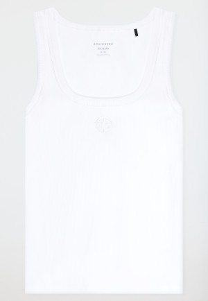 Chemise à bretelles côtelé brossé blanc - SCHIESSER 150 Years