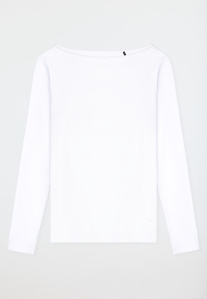 Tee-shirt à manches longues côtelé brossé encolure U-Boot blanc - SCHIESSER 150 Years