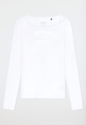 Shirt met lange mouwen dubbelrib uitgesneden wit - SCHIESSER 150 Years