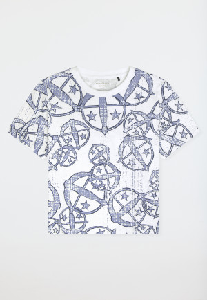 Shirt korte mouw statement print wit-blauw - SCHIESSER 150 Years