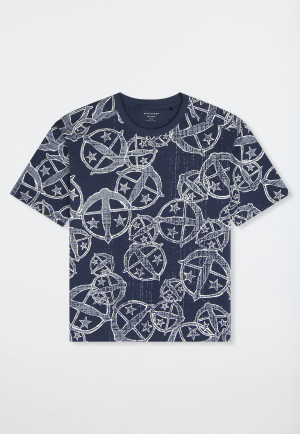 Shirt korte mouw statement print blauw - SCHIESSER 150 Years