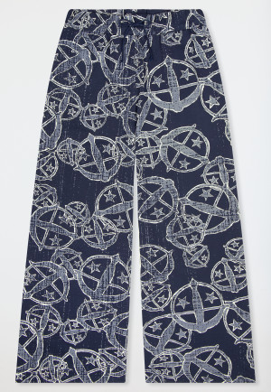 Hose lang Statement-Druck blau-weiß - SCHIESSER 150 Years