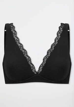Soft-BH gemoldet ohne Bügel Spitze schwarz - Unique Cotton
