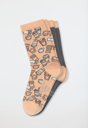 Women's Socks, 2-pack, Coffee, Dark Gray/Beige - fashion
