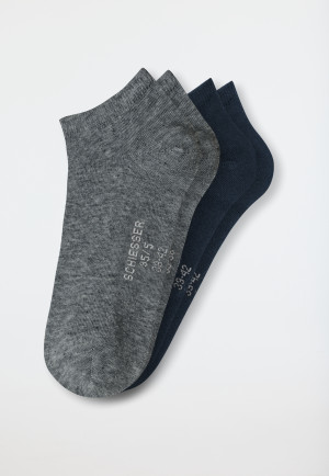 Herrensneaker-Socken 2er-Pack Organic Cotton nachtblau/grau meliert - 95/5