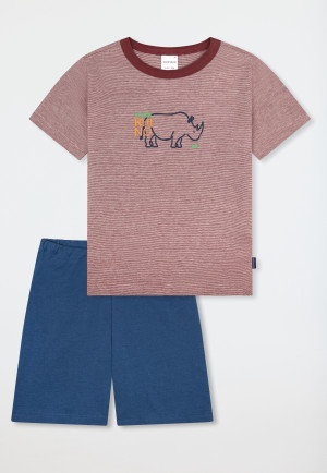 Pyjama korte streepjes rhino rood - Kids Nightwear