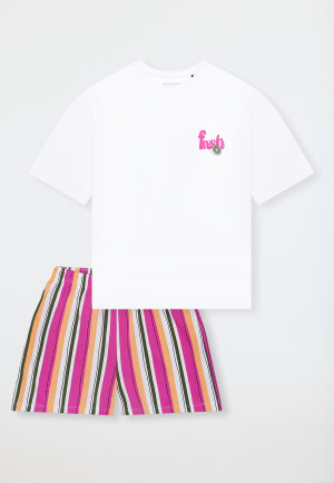 Schlafanzug kurz Streifen weiß - Teens Nightwear