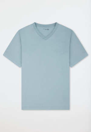 Short sleeve v-neck shirt, Ice Blue - Mix+ Relax