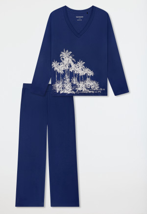 Lange pyjama palm blauw - Interlock