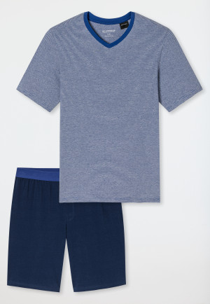 Pigiama corto a righe con scollatura a V reale - 95/5