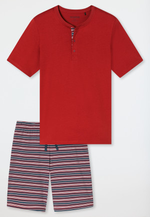 Short pyjamas with button placket red - Casual Nightwear