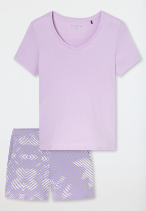 Schlafanzug kurz Interlock Blumen grün - Modern Nightwear