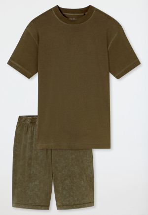 Pyjama court effet tie-dye olive - Modern Essentials