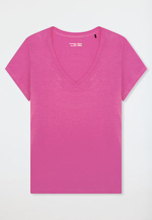 Shirt short sleeve v-neck fuchsia - Mix+Relax