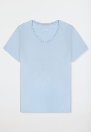 Korte mouw shirt met v-hals lichtblauw - Mix+ Relax