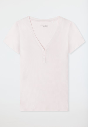 T-shirt manches courtes côtelé brossé boutons-pression rosé - Mix+Relax