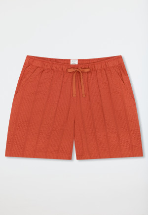 Pants short woven fabric seersucker terracotta - Mix+Relax
