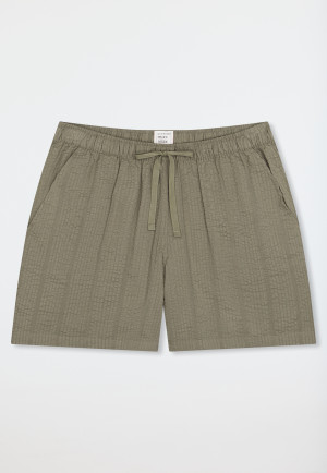 Korte geweven seersucker jade broek - Mix+ Relax