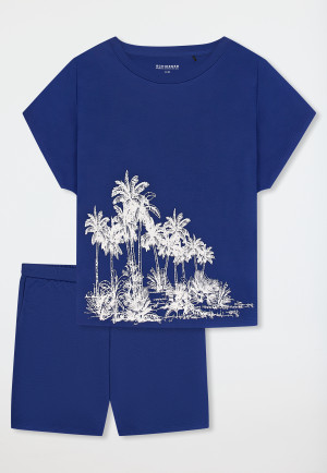 Pyjama korte interlock palmbomen blauw - Interlock