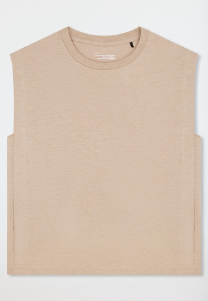 Korte mouw linnen shirt terracotta - Mix+ Relax