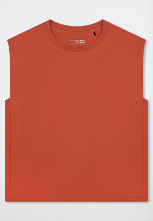 Shirt korte mouw linnen mokka - Mix+ Relax