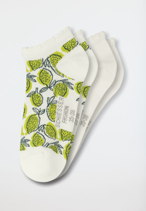 Chaussettes pour femme Baskets Lot de 2 citrons blanc - Fashion