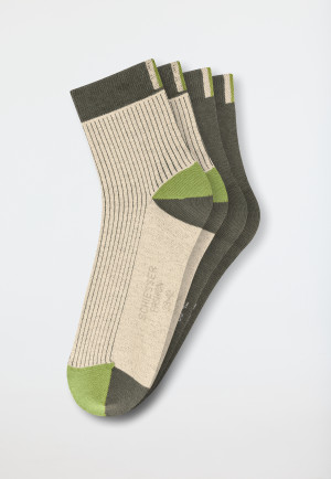 Men's socks 2-pack medium high green/cream - Fashion