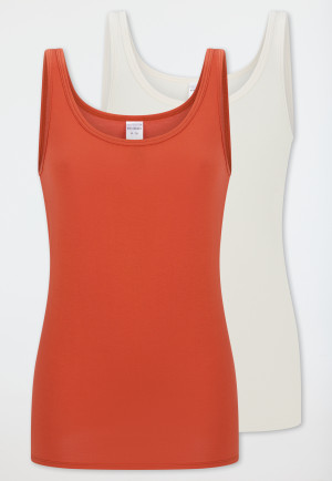 Tank tops 2-pack terracotta/cream - Modal Essentials