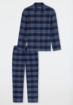 Pyjama lang Flanell faded denim kariert - Selected Premium Warming