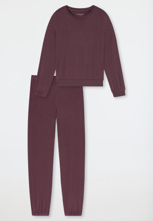 Long Jersey Knit Cuffs Lounge Set, cocoa brown - Mix+ Relax
