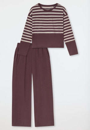 Long Pyjamas, Cocoa Brown Stripes - Casual Nightwear