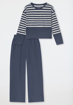 Long Pyjamas with Stripes in Blue-Grey - Casual Nightwear