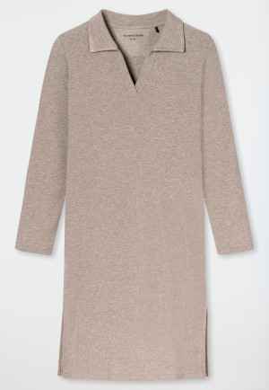 Nachthemd met lange mouwen, fijnrib, warm, bruin gemêleerd - selected! Premium Warming