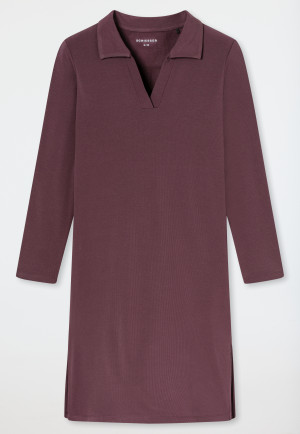 Camicia da notte a manica lunga, a costine sottili, termica, color cacao - selected! Premium Warming