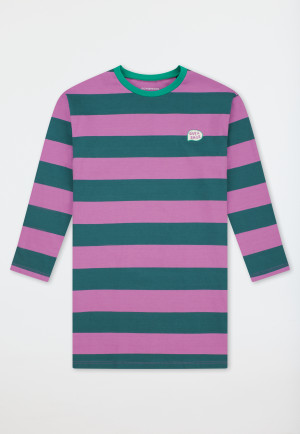 Camicia da notte a maniche lunghe a righe color bacca - Nightwear