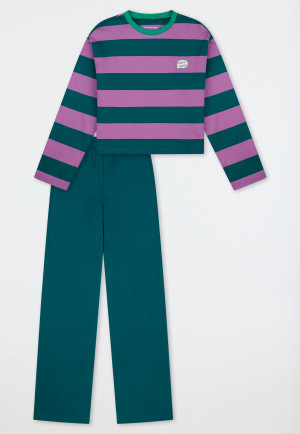 Pigiama lungo a righe larghe color bacca - Nightwear
