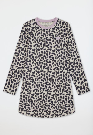 Nachthemd met lange mouwen en dierenprint, kleur marshmallow - Nightwear