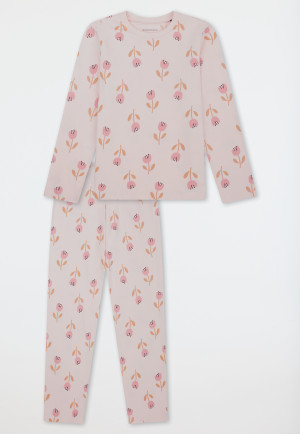 Lange pyjama met bloemenmotief, bonbonroze - Nightwear