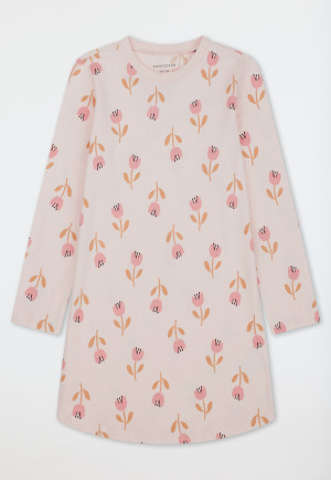 Camicia da notte a maniche lunghe con motivi floreali rosa confetto - Nightwear