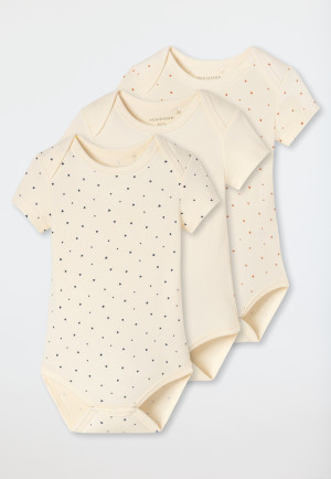 Lot de 3 bodys pour bébé à manches courtes en jersey côtelé, couleur crème - Bébé