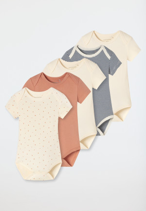 Body pour bébé côtelé à manches courtes, lot de 5, multicolore - Bébé