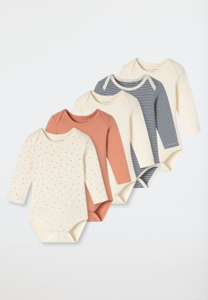 Lot de 5 bodys pour bébé à manches longues en jersey côtelé, multicolores - « Bébé »