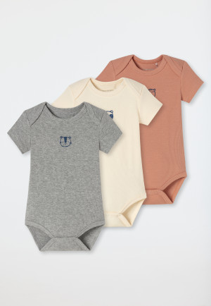 Body pour bébé côtelé brossé à manches courtes, lot de 3, multicolore - Bébé