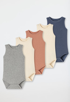 Body pour bébé sans manches côtelé brossé, lot de 5, multicolore - Bébé